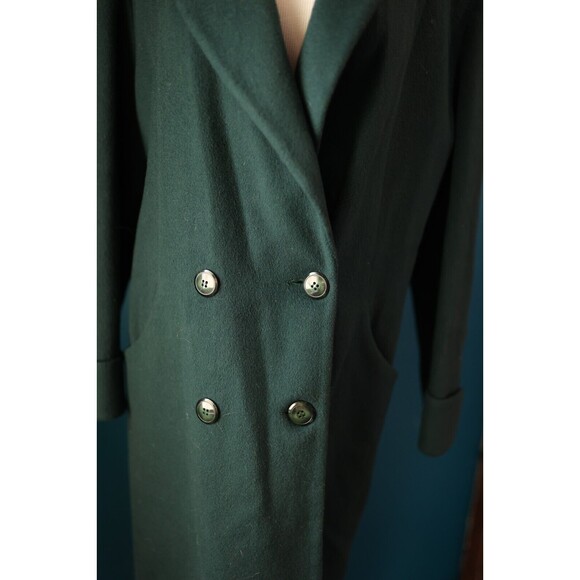 Adolfo Classics Long Wool Pea Trench Emarald Green Dark Academia Coat 10 - Picture 8 of 15